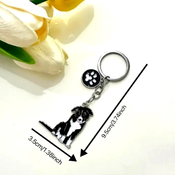NEW! Enamel Border Collie "Life Is Better" Pawprint🐾 Keychain/Bag 🎒👜 Charm 🐕 - Picture 2 of 12